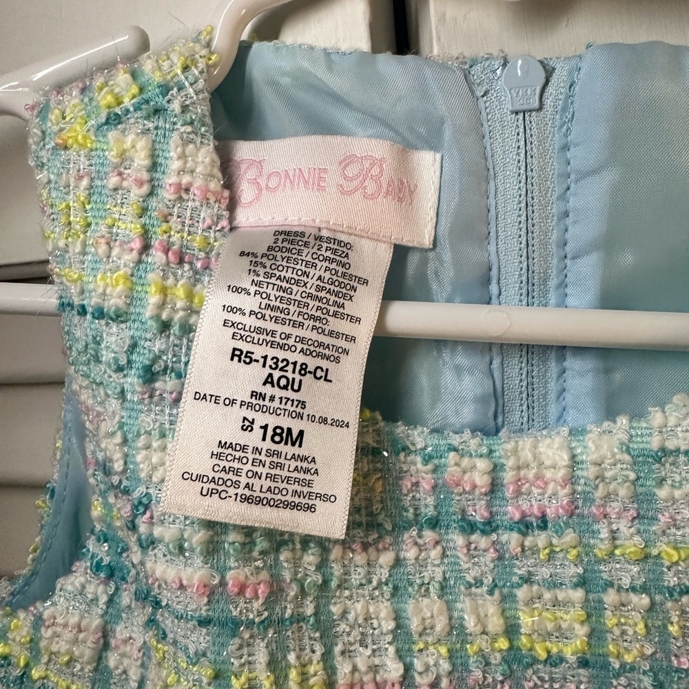 Bonnie Baby Pastel Boucle Coat with Pink Bows and Dress - Picture 2 of 12